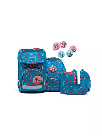 ERGOBAG | Set de mochila escolar de 6 piezas CUBO Light - BlütenzauBär | petrol